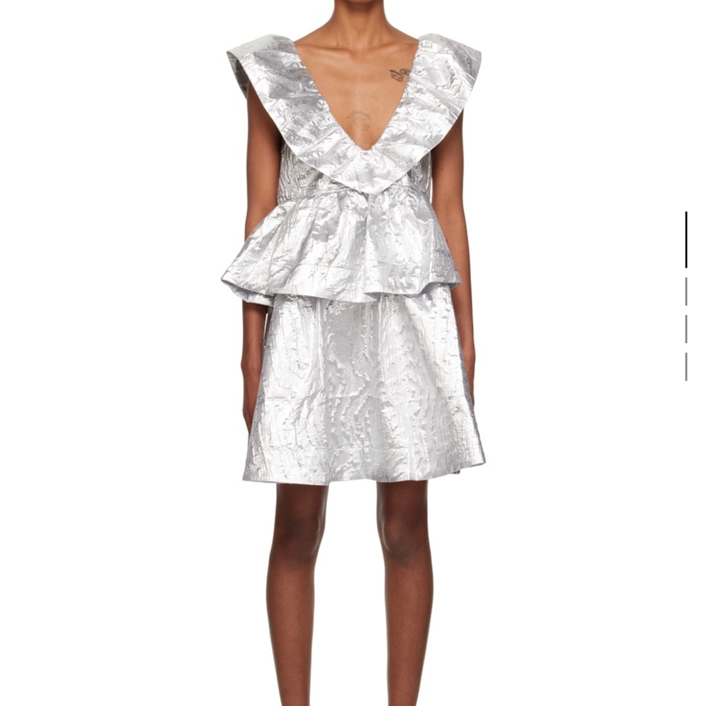 GANNI Silver Layered Minidress